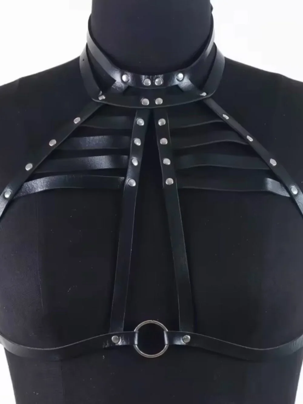 Black Strappy O-Ring Harness Belt - Women